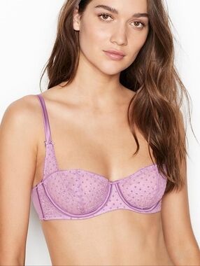 Victorias Secret Dream Angels Dot Mesh Unlined Balconette Bra